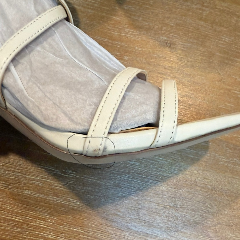 NIB Sam Edelman Delanie Ivory Leather Strappy Stiletto Heels Sandal Sz 10 *FLAW* - Picture 8 of 11